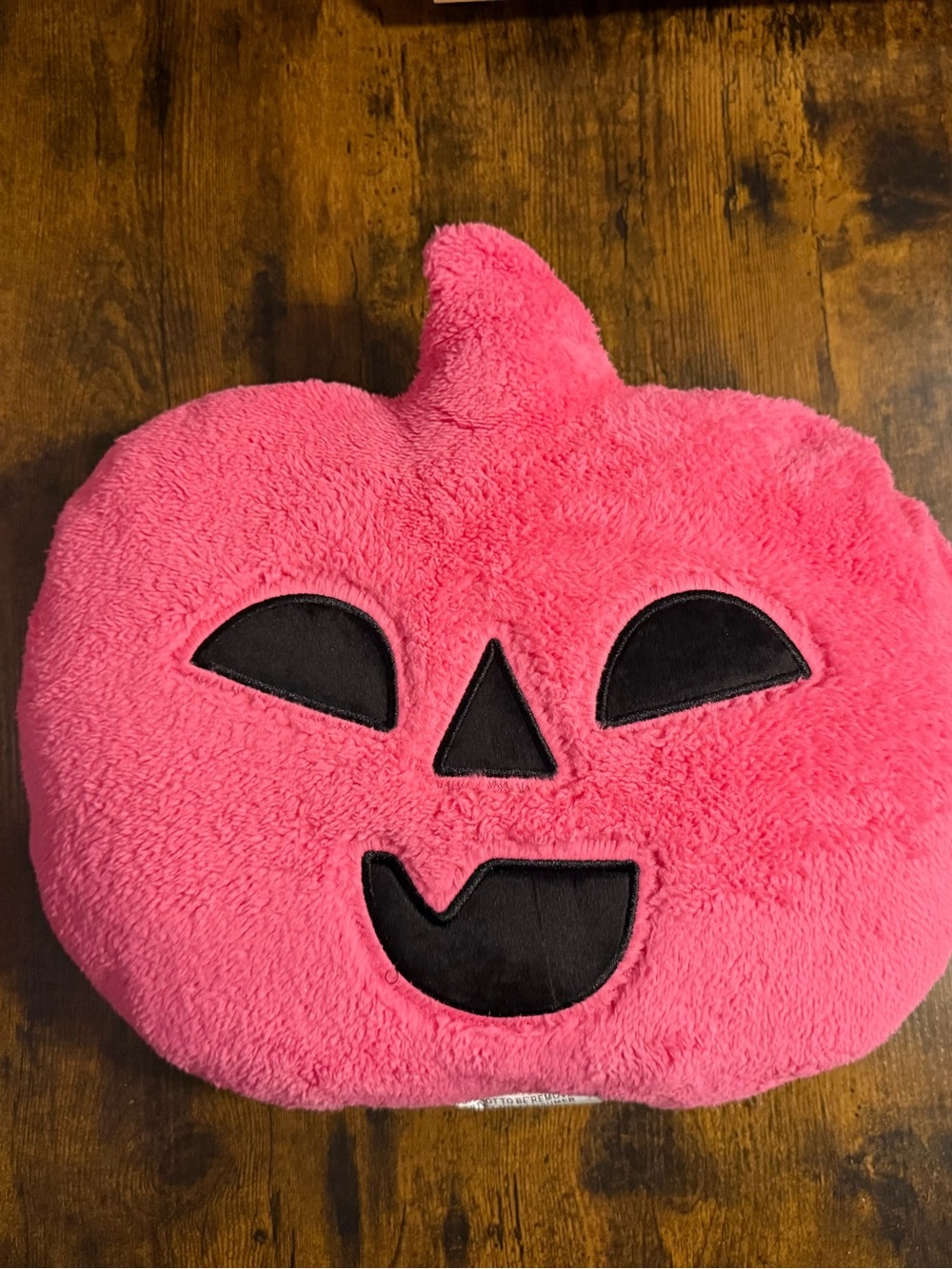 Neon Pink Faux Shearling Jack-O-Lantern Pillow